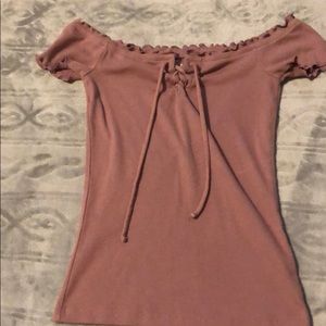 Cute pink over the shoulder dressy top